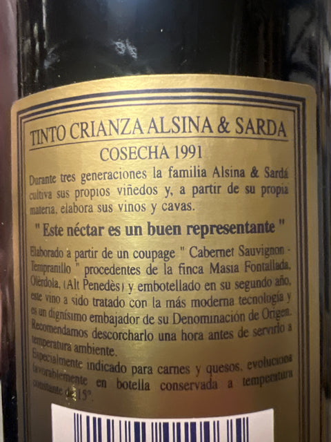 Tinto Crianza Alsina & Sardà