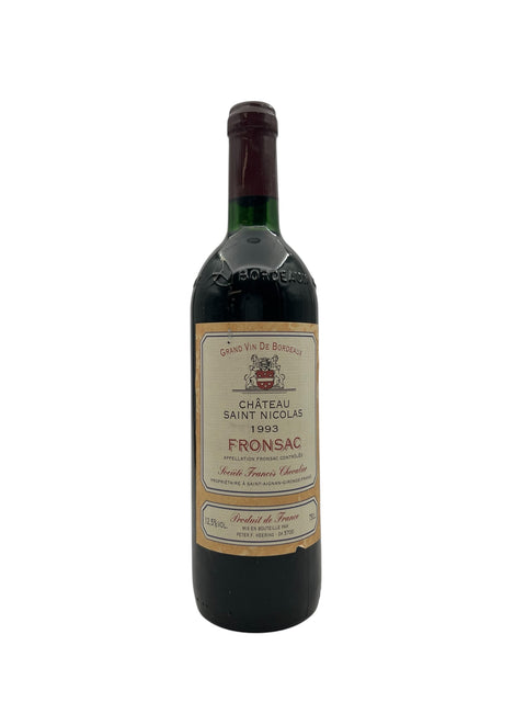 Flaske af Fronsac Château Saint Nicolas 1993 rødvin