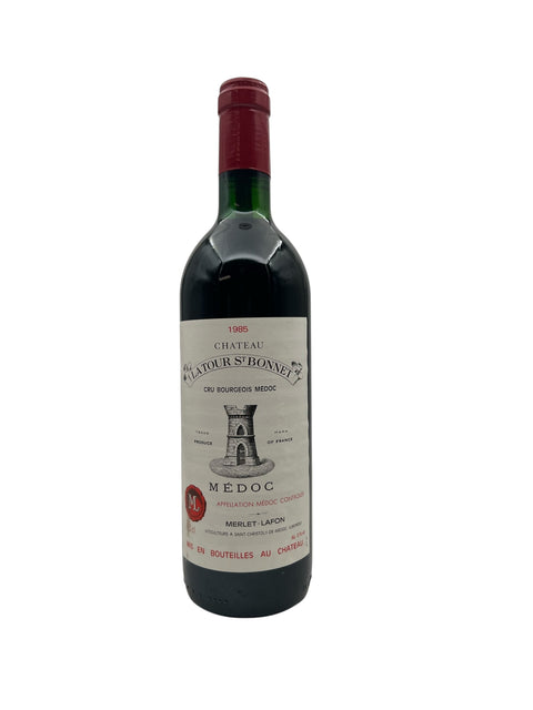 Flaske Château La Tour St Bonnet 1985 rødvin fra Médoc i Frankrig