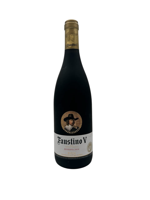Flaske af Faustino V 2016 rødvin