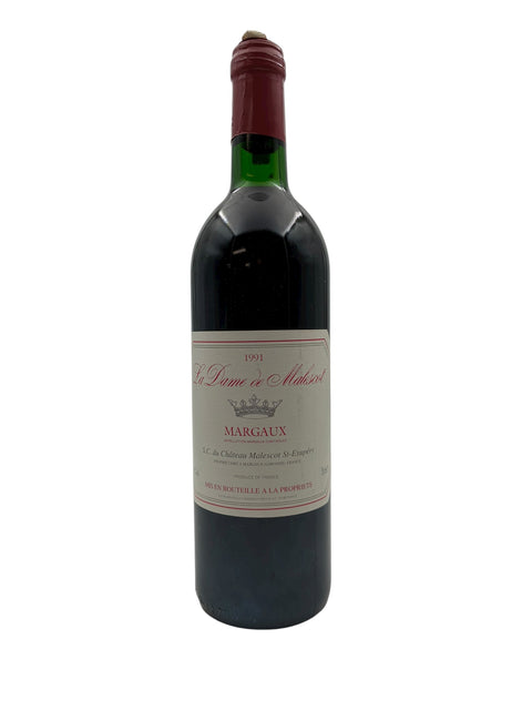 Flaske af La Dame de Malescot 1991 Margaux rødvin