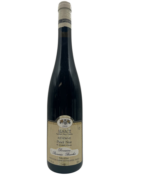 Flaske af Pinot Noir Domaine Barmès Buecher 1999 rødvin