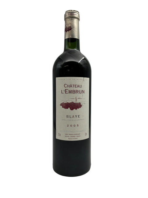 Flaske af Blaye Château L'Embrun 2005 rødvin