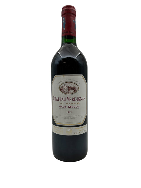 En flaske Chateau Verdignan 1993 rødvin fra Haut-Médoc