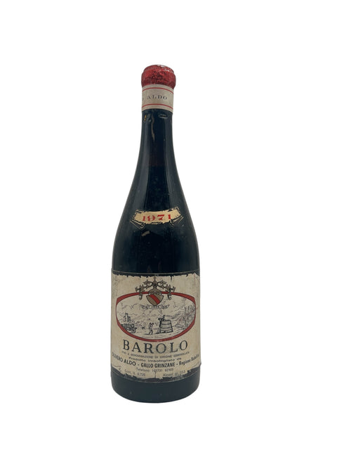 Flaske af Barolo Fratelli Aldo årgang 1971 med etiket