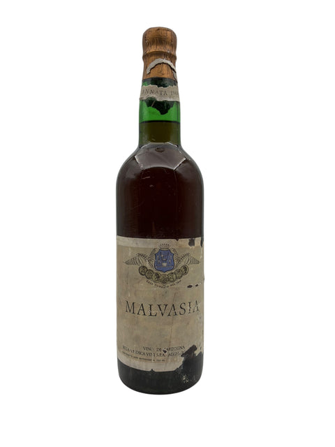 Flasche Malvasia-Wein aus dem Jahr 1968 mit gealtertem Etikett