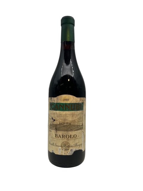 A bottle of Barolo Cannubi from 1989 with label visible