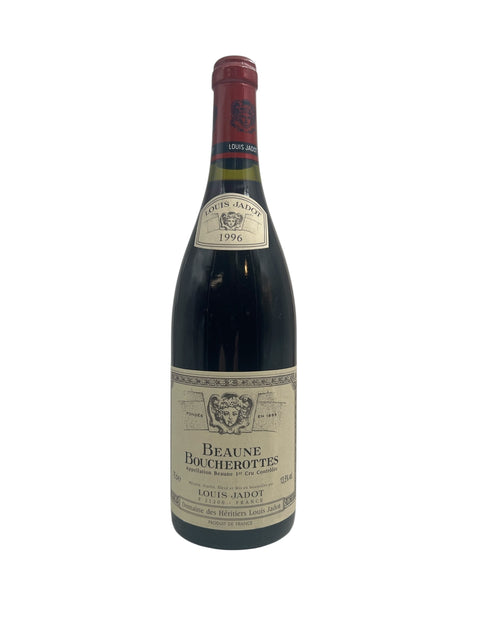 Flaska av Beaune Boucherottes Louis Jadot 1996 rödvin