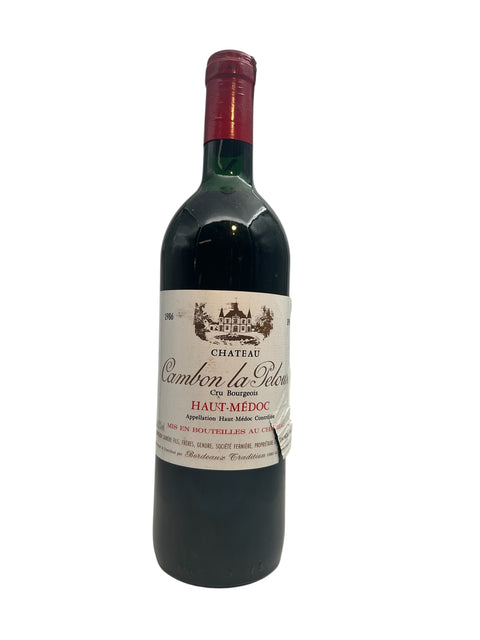 Flaske af rødvin Cambon la Pelouse 1986 Château