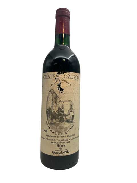 Flaska Chateau d'Auros 1986 rött vin från Bordeaux