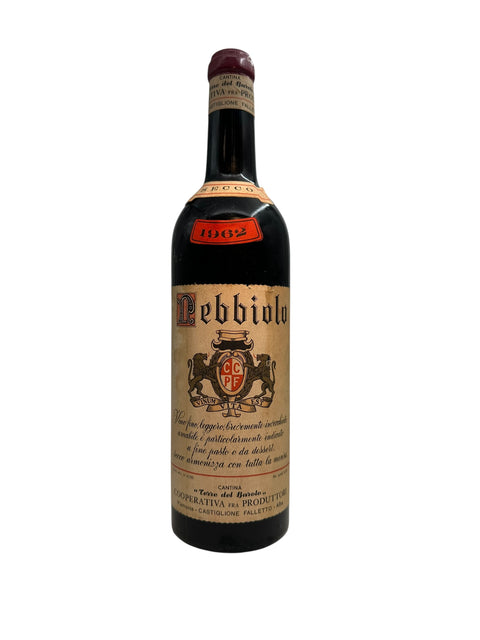 Bottle of Nebbiolo from 1962 with label and vintage
