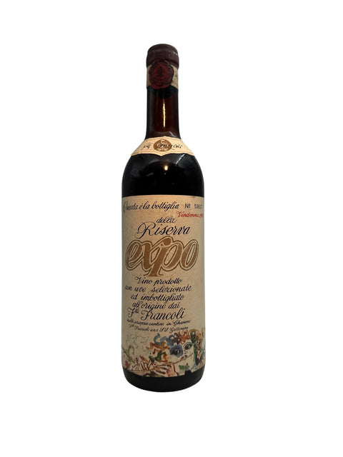 Bottle of Riserva Expo Francoli 1972 red wine