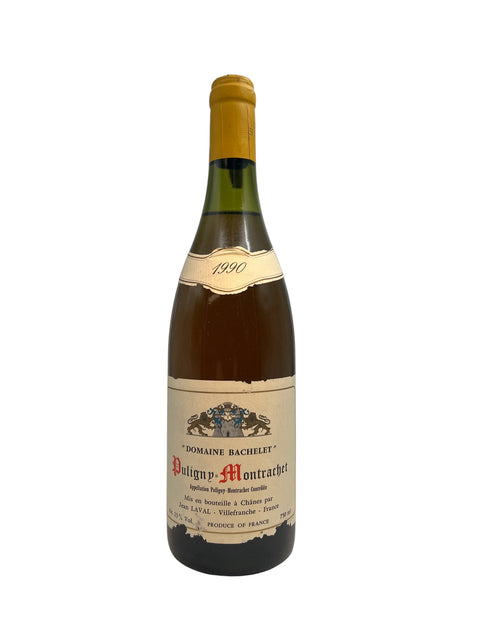 Flaske af Puligny-Montrachet Domaine Bachelet 1990 hvidvin