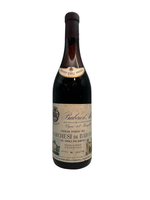 Barbera d'Alba Marchesi di Barolo årgang 1981 rødvin