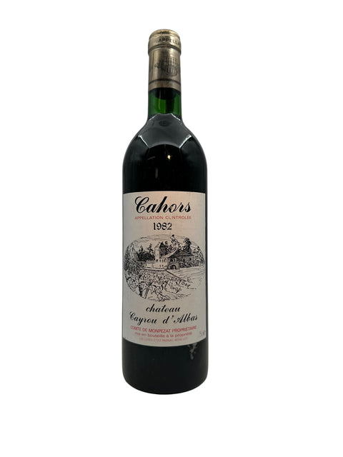 Flaske af Cahors Chateau Cayrou årgang 1982 rødvin
