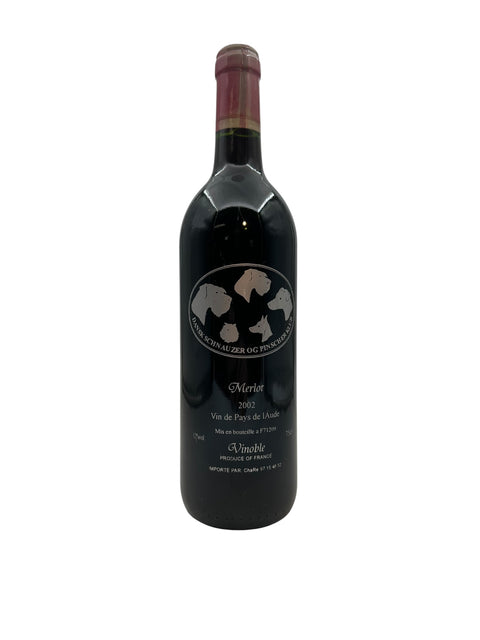 Flaske af Merlot Vinoble 2002 med etiket