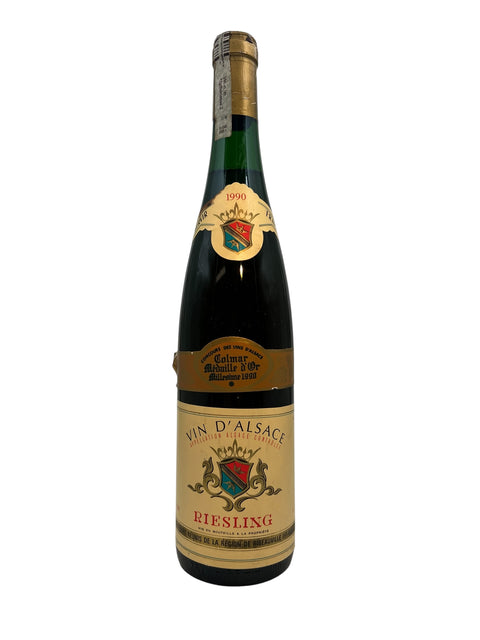 Vin blanc Riesling de la Cave de Ribeauvillé, millésime 1990