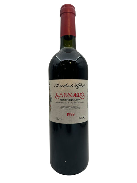 Flaska Sanroero rött vin från Marchesi Alfieri årgång 1999